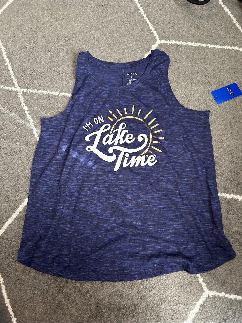 Apt. 9 Navy and Yellow 'Lake Time' Graphic Tank